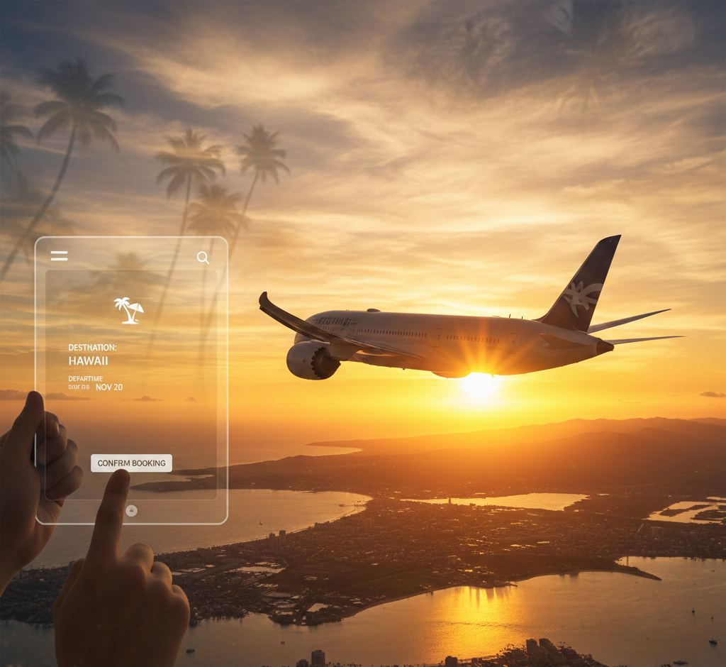 Booking a flight on a phone